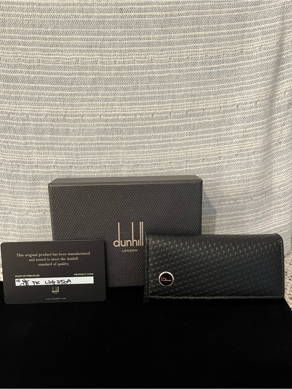 Dunhill Black Square Textured Leather Folded Key Pouch